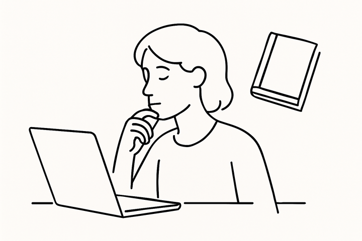 Worksheet-style visual with sample sentences being reviewed and highlighted, representing how to define your natural voice before writing blog titles and headin