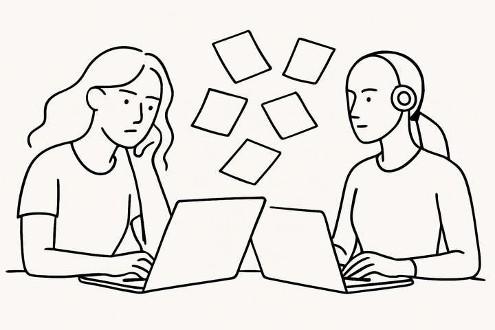 Split-screen graphic comparing a generic AI-generated blog title against a warmer, natural brand voice version to show how to write blog titles that sound like